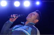 18 September 2017; Kevin McManamon of Dublin sings to the crowd during the All-Ireland Senior Football Champions Homecoming at Smithfield Square in Dublin. Photo by Photo by Photo by Piaras Ó Mídheach/Sportsfile