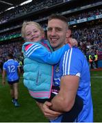 17 September 2017; Eoghan O'Gara of Dublin and his daughter Ella following the GAA Football All-Ireland Senior Championship Final match between Dublin and Mayo at Croke Park in Dublin. Photo by Ramsey Cardy/Sportsfile