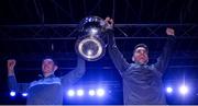 18 September 2017; Dublin footballers Brian Fenton, left, and Bernard Brogan with the Sam Maguire Cup during the All-Ireland Senior Football Champions Homecoming at Smithfield Square in Dublin. Photo by Piaras Ó Mídheach/Sportsfile