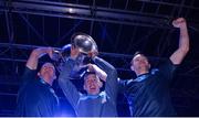 18 September 2017; Dublin footballers, from left, Ciarán Kilkenny, Eoghan O'Gara and Dean Rock with the Sam Maguire Cup during the All-Ireland Senior Football Champions Homecoming at Smithfield Square in Dublin. Photo by Piaras Ó Mídheach/Sportsfile