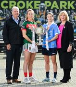 19 September 2017; The LGFA joined TG4 to call on all Proper Fans to come to Croke Park on Sunday for the TG4 The TG4 Ladies All Ireland Football Finals. Tickets are available now on www.tickets.ie or from usual GAA outlets. The action will begin at 11:45pm when Derry and Fermanagh contest the TG4 Junior All Ireland Final, this will be followed by the meeting of Tipperary and Tyrone at 1:45pm and then Dublin and Mayo will contest the TG4 Senior Championship Final at 4:00pm with the Brendan Martin Cup at stake. Pictured at the media day are, from left, Alan Esslemont, Director General, TG4, Mayo's Sarah Tierney, Dublin's Sinead Aherne, President of the Ladies Gaelic Football Association Maire Hickey. Photo by Ramsey Cardy/Sportsfile