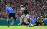 17 September 2017; Paddy Durcan of Mayo in action against Paul Mannion, right, and Eoghan O'Gara of Dublin during the GAA Football All-Ireland Senior Championship Final match between Dublin and Mayo at Croke Park in Dublin. Photo by Sam Barnes/Sportsfile