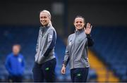 19 September 2017; Aine O'Gorman, right, and Stephanie Roche of the Republic of Ireland prior to the 2019 FIFA Women's World Cup Qualifier Group 3 match between Northern Ireland and Republic of Ireland at Mourneview Park in Lurgan, Co Armagh. Photo by Stephen McCarthy/Sportsfile