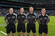 17 September 2017; Referee Anthony Nolan, second from right, with his officials Martin Mcnally, Jerome Henry and James Molloy before the Electric Ireland GAA Football All-Ireland Minor Championship Final match between Kerry and Derry at Croke Park in Dublin. Photo by Ray McManus/Sportsfile