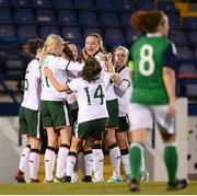 19 September 2017; Republic of Ireland players celebrate after Megan Campbell scored their second goal during the 2019 FIFA Women's World Cup Qualifier Group 3 match between Northern Ireland and Republic of Ireland at Mourneview Park in Lurgan, Co Armagh. Photo by Stephen McCarthy/Sportsfile