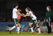 19 September 2017; Tyler Toland, right, replaces Megan Campbell of the Republic of Ireland during the 2019 FIFA Women's World Cup Qualifier Group 3 match between Northern Ireland and Republic of Ireland at Mourneview Park in Lurgan, Co Armagh. Photo by Stephen McCarthy/Sportsfile