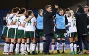 19 September 2017; Republic of Ireland head coach Colin Bell and his players following the 2019 FIFA Women's World Cup Qualifier Group 3 match between Northern Ireland and Republic of Ireland at Mourneview Park in Lurgan, Co Armagh. Photo by Stephen McCarthy/Sportsfile