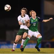 19 September 2017; Karen Duggan of the Republic of Ireland in action against Rachel Furness of Northern Ireland during the 2019 FIFA Women's World Cup Qualifier Group 3 match between Northern Ireland and Republic of Ireland at Mourneview Park in Lurgan, Co Armagh. Photo by Stephen McCarthy/Sportsfile