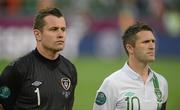 18 June 2012; Shay Given, left, and Robbie Keane, Republic of Ireland. EURO2012, Group C, Republic of Ireland v Italy, Municipal Stadium Poznan, Poznan, Poland. Picture credit: Brendan Moran / SPORTSFILE