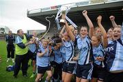 1 July 2012; The Dublin team celebrate with the cup. Aisling McGing Memorial Championship Final, Kerry v Dublin, McDonagh Park, Nenagh, Co. Tipperary. Picture credit: Ray Lohan / SPORTSFILE
