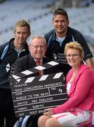 3 July 2012; Acquired Brain Injury Ireland has teamed up with the GAA and GPA to launch the organisations Concussion Awareness Video Campaign; educating players about an injury that must be taken seriously. The organisations are appealing to players, coaches, volunteers and parents to watch the online video and educate themselves about concussion management for player welfare. In attendance at the launch are, from left, Conor Mortimer, Mayo, Dr Pat O’ Neill, former Fermanagh footballer Mark McGovern, and ABI Ireland CEO Barbara O’ Connell. Croke Park, Dublin. Picture credit: Brendan Moran / SPORTSFILE