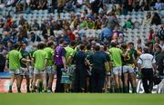 1 July 2012; The Meath panel wait for Kildare to leave the field before going into the dressing room at half-time. Leinster GAA Football Senior Championship Semi-Final, Meath v Kildare, Croke Park, Dublin. Picture credit: Daire Brennan / SPORTSFILE
