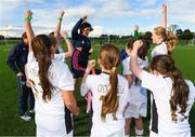 14 September 2017; Attendees during the Aviva Soccer Sisters Golden Camp. Forty girls from the Aviva ‘Soccer Sisters’ initiative were given the opportunity of a lifetime, as they took part in a special training session alongside several members of the Republic of Ireland women’s senior team. The girls were selected from over 4,000 budding footballers between the ages of seven and 12 to take part in the special session at the FAI National Training Centre, as part of the 2017 Aviva Soccer Sisters Golden Camp. The Camp saw the girls sit in on a full Irish team training session, before taking to the field with the team ahead of next Tuesday’s FIFA World Cup Qualifier against Northern Ireland. The Aviva Soccer Sisters programme has been running since 2010 and is aimed at engaging young girls in physical exercise and attracting them to the game of football. Over 30,000 girls have taken part in the programme since it first kicked off, including Roma McLaughlin who is part of Colin Bell’s line-up for next week’s qualifier.  For further information on Aviva Soccer Sisters, visit: www.aviva.ie/soccersisters  #AvivaSoccerSisters. FAI National Training Centre, Abbotstown, Dublin. Photo by Stephen McCarthy/Sportsfile