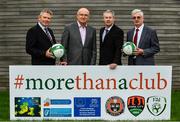 20 September 2017; In attendance during the FAI More Than A Club Launch are, from left, Brian Rohan, Cork City, Fran Gavin, Competition Director, Football Association of Ireland, Derek O'Neill, Project Manager, Football Association of Ireland and Chris Brien, Bohemians. The launch took place at FAI HQ, Abbotstown, Dublin 15. Photo by Sam Barnes/Sportsfile