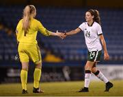 19 September 2017; Leanne Kiernan of the Republic of Ireland and Lauren Perry of Northern Ireland following the 2019 FIFA Women's World Cup Qualifier Group 3 match between Northern Ireland and Republic of Ireland at Mourneview Park in Lurgan, Co Armagh. Photo by Stephen McCarthy/Sportsfile
