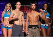 21 September 2017; Michael Conlan, left, and Kenny Guzman ahead of their featherweight bout in Tucson, Arizona, USA. Photo by Mikey Williams/Top Rank/Sportsfile