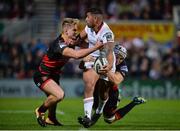 22 September 2017; Charles Piutau of Ulster is tackled by George Gasson and Ollie Griffiths of Dragons during the Guinness PRO14 Round 4 match between Ulster and Dragons at Kingspan Stadium in Belfast. Photo by Oliver McVeigh/Sportsfile