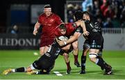 22 September 2017; Chris Farrell of Munster is tackled by Ali Price of Glasgow Warriors during the Guinness PRO14 Round 4 match between Glasgow Warriors and Munster at Scotstoun Stadium in Glasgow. Photo by Rob Casey/Sportsfile