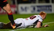 22 September 2017; Peter Nelson of Ulster scoring his sides second try during the Guinness PRO14 Round 4 match between Ulster and Dragons at Kingspan Stadium in Belfast. Photo by Oliver McVeigh/Sportsfile