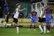 22 September 2017; Steven Kinsella, left, of Dundalk celebrates with teammate David McMillan after scoring his side's first goal of the game during the SSE Airtricity League Premier Division match between Dundalk and Drogheda United at Oriel Park in Louth. Photo by Seb Daly/Sportsfile