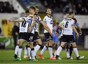 22 September 2017; Steven Kinsella, left, of Dundalk celebrates with teammate Dane Massey after scoring his side's first goal of the game during the SSE Airtricity League Premier Division match between Dundalk and Drogheda United at Oriel Park in Louth. Photo by Seb Daly/Sportsfile