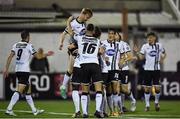 22 September 2017; Steven Kinsella, left, of Dundalk celebrates with teammates after scoring his side's first goal of the game during the SSE Airtricity League Premier Division match between Dundalk and Drogheda United at Oriel Park in Louth. Photo by Seb Daly/Sportsfile