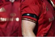 22 September 2017; Munster players wear black armbands in memory of their communications manager Pat Geraghy during the Guinness PRO14 Round 4 match between Glasgow Warriors and Munster at Scotstoun Stadium in Glasgow. Photo by Rob Casey/Sportsfile