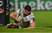 22 September 2017; Nick Timoney of Ulster scoring his sides 7th try during the Guinness PRO14 Round 4 match between Ulster and Dragons at Kingspan Stadium in Belfast. Photo by Oliver McVeigh/Sportsfile