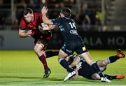 22 September 2017; Robin Copeland of Munster is tackled by Lee Jones of Glasgow Warriors during the Guinness PRO14 Round 4 match between Glasgow Warriors and Munster at Scotstoun Stadium in Glasgow. Photo by Rob Casey/Sportsfile
