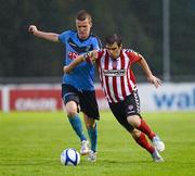 6 July 2012; Owen Morrison, Derry City, in action against Paul Corry, UCD. Airtricity League Premier Division, UCD v Derry City, Belfield Bowl, UCD, Belfield, Dublin. Picture credit: Stephen McCarthy / SPORTSFILE