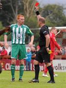 7 July 2012; Referee Graham Kelly, shows the red card to Adam Mitchell, Bray Wanderers. Airtricity League Premier Division, Sligo Rovers v Bray Wanderers, Showgrounds, Sligo. Picture credit: David Maher / SPORTSFILE