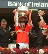 22 September 2002; Armagh captain Kieran McGeeney lifts the Sam Maguire Cup following the GAA Football All-Ireland Senior Championship Final match between Armagh and Kerry at Croke Park in Dublin. Photo by David Maher/Sportsfile