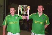 21 September 2002; Tom Sheridan, left, and Walter O'Connor of Meath lift the cup following the Senior Doubles Final at the High Ball All-Ireland Handball Finals at Croke Park in Dubliin. Photo by Damien Eagers/Sportsfile