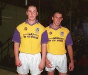 21 September 2002; Colin Keeling, left, and Tommy Hynes of Wexford prior to the Senior Doubles Final at the High Ball All-Ireland Handball Finals at Croke Park in Dubliin. Photo by Damien Eagers/Sportsfile