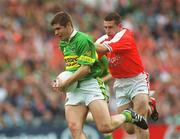 22 September 2002; Eamon Fitzmaurice of Kerry in action against Diarmuid Marsden of Armagh during the GAA Football All-Ireland Senior Championship Final match between Armagh and Kerry at Croke Park in Dublin. Photo by Brian Lawless/Sportsfile