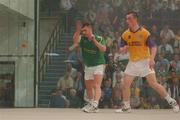 21 September 2002; Walter O'Connor of Meath in action against Colin Keeling of Wexford during the Senior Doubles Final at the High Ball All-Ireland Handball Finals at Croke Park in Dubliin. Photo by Damien Eagers/Sportsfile