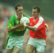 22 September 2002; Paddy McKeever of Armagh in action against John Sheehan of Kerry during the GAA Football All-Ireland Senior Championship Final match between Armagh and Kerry at Croke Park in Dublin. Photo by Brian Lawless/Sportsfile