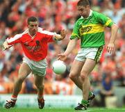 22 September 2002; Darragh O Se of Kerry in action against Diarmuid Marsden of Armagh during the GAA Football All-Ireland Senior Championship Final match between Armagh and Kerry at Croke Park in Dublin. Photo by Ray McManus/Sportsfile