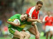 22 September 2002; Seamus Moynihan of Kerry in action against Kieran McGeeney of Armagh during the GAA Football All-Ireland Senior Championship Final match between Armagh and Kerry at Croke Park in Dublin. Photo by David Maher/Sportsfile