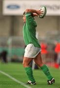 28 September 2002; Shane Byrne of Ireland during the Rugby World Cup 2003 Qualifier match between Ireland and Georgia at Lansdowne Road in Dublin. Photo by Brendan Moran/Sportsfile