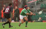 28 September 2002; David Humphreys of Ireland in action against Otar Barkalaia of Georgia during the Rugby World Cup 2003 Qualifier match between Ireland and Georgia at Lansdowne Road in Dublin. Photo by Brendan Moran/Sportsfile