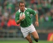 28 September 2002; Denis Hickie of Ireland during the Rugby World Cup 2003 Qualifier match between Ireland and Georgia at Lansdowne Road in Dublin. Photo by Brendan Moran/Sportsfile