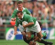 28 September 2002; Keith Gleeson of Ireland in action against Vano Nadiradze of Georgia during the Rugby World Cup 2003 Qualifier match between Ireland and Georgia at Lansdowne Road in Dublin. Photo by Brendan Moran/Sportsfile