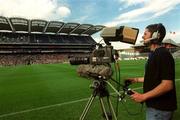 29 September 2002; A general view of a television cameraman during the All-Ireland Ladies Junior Football Championship Final match between Galway and Donegal at Croke Park in Dublin. Photo by Damien Eagers/Sportsfile