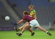 29 September 2002; Debbie Lee Fox of Donegal in action against Ruth Stephens of Galway during the All-Ireland Ladies Junior Football Championship Final match between Galway and Donegal at Croke Park in Dublin. Photo by Ray McManus/Sportsfile