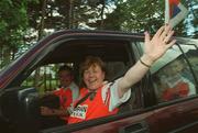 23 September 2002; Armagh supporters celebrate on their return to Armagh, after their team won the All-Ireland football championship. Photo by Ray McManus/Sportsfile