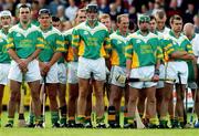 29 September 2002; The Kilcormac / Kelloughey team during the National Anthem prior to the Offaly County Senior Hurling Final match between Birr and Kilcormac / Kelloughey at St. Brendan's Park in Birr, Offaly. Photo by David Maher/Sportsfile