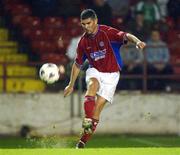 27 September 2002; Davy Byrne of Shelbourne during the eircom League Premier Division match between Shelbourne and Cork City at Tolka Park in Dublin. Photo by David Maher/Sportsfile