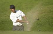 21 September 2002; Tiger Woods chips out of a bunker at the 17th green during day three of the WGC-American Express Championship at Mount Juliet Golf Course in Thomastown, Kilkenny. Photo by Brendan Moran/Sportsfile