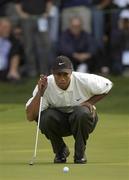 21 September 2002; Tiger Woods lines up a putt on the 14th green during day three of the WGC-American Express Championship at Mount Juliet Golf Course in Thomastown, Kilkenny. Photo by Brendan Moran/Sportsfile